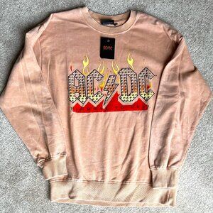 ACDC Sweatshirt Womens M Long Sleeve Crewneck Rock N Roll 80s NWT